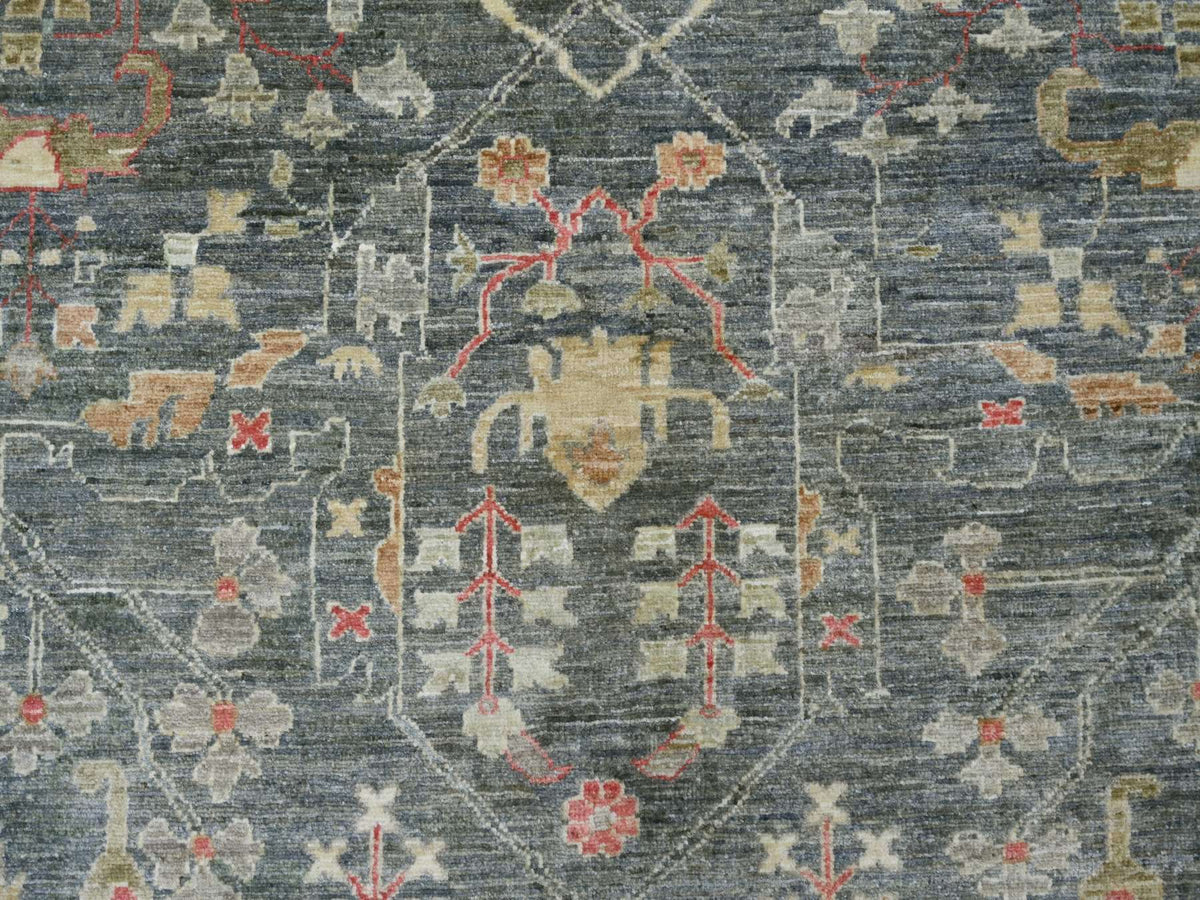 Peshawar Oushak hand-knotted wool rug in Gray, 10' x 13'9" — SKU O022228 (view 8)