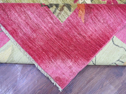 Green 9'0" x 11'9" Oushak And Peshawar Hand knotted Wool Rug - Sku: O022229
