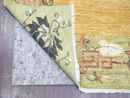 Brown 8'0" x 9'7" Oushak And Peshawar Hand knotted Wool Rug - Sku: O022231