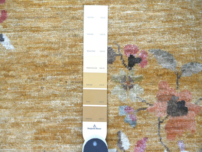 Brown 8'0" x 9'7" Oushak And Peshawar Hand knotted Wool Rug - Sku: O022231