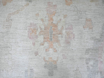 Grey 11'9" x 14'6" Oushak And Peshawar Hand knotted Wool Rug - Sku: O022232
