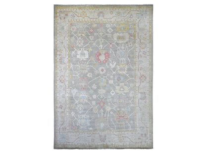 Grey 11'9" x 17'7" Oushak And Peshawar Hand knotted Wool Rug - Sku: O022233