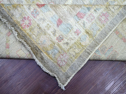 Grey 11'9" x 17'7" Oushak And Peshawar Hand knotted Wool Rug - Sku: O022233