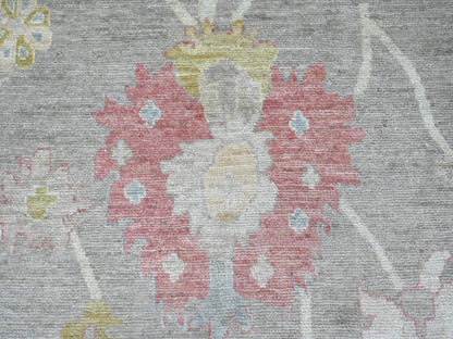 Grey 11'9" x 17'7" Oushak And Peshawar Hand knotted Wool Rug - Sku: O022233