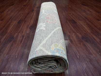 Grey 11'9" x 17'7" Oushak And Peshawar Hand knotted Wool Rug - Sku: O022233