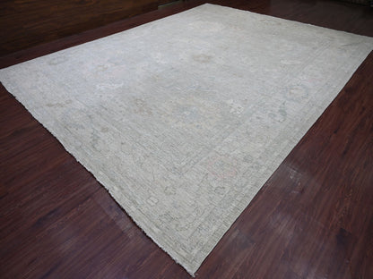 Grey 11'8" x 14'11" Oushak And Peshawar Hand knotted Wool Rug - Sku: O022234
