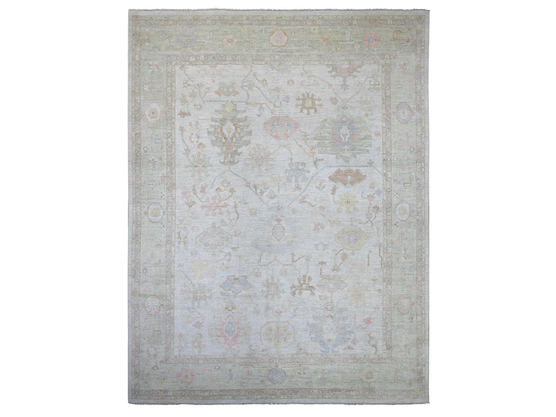 Oushak Oushak hand-knotted wool rug in Gray & Green, 11'8" x 14'11" — SKU O022235