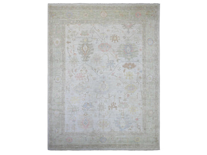 Oushak Oushak hand-knotted wool rug in Gray & Green, 11'8" x 14'11" — SKU O022235