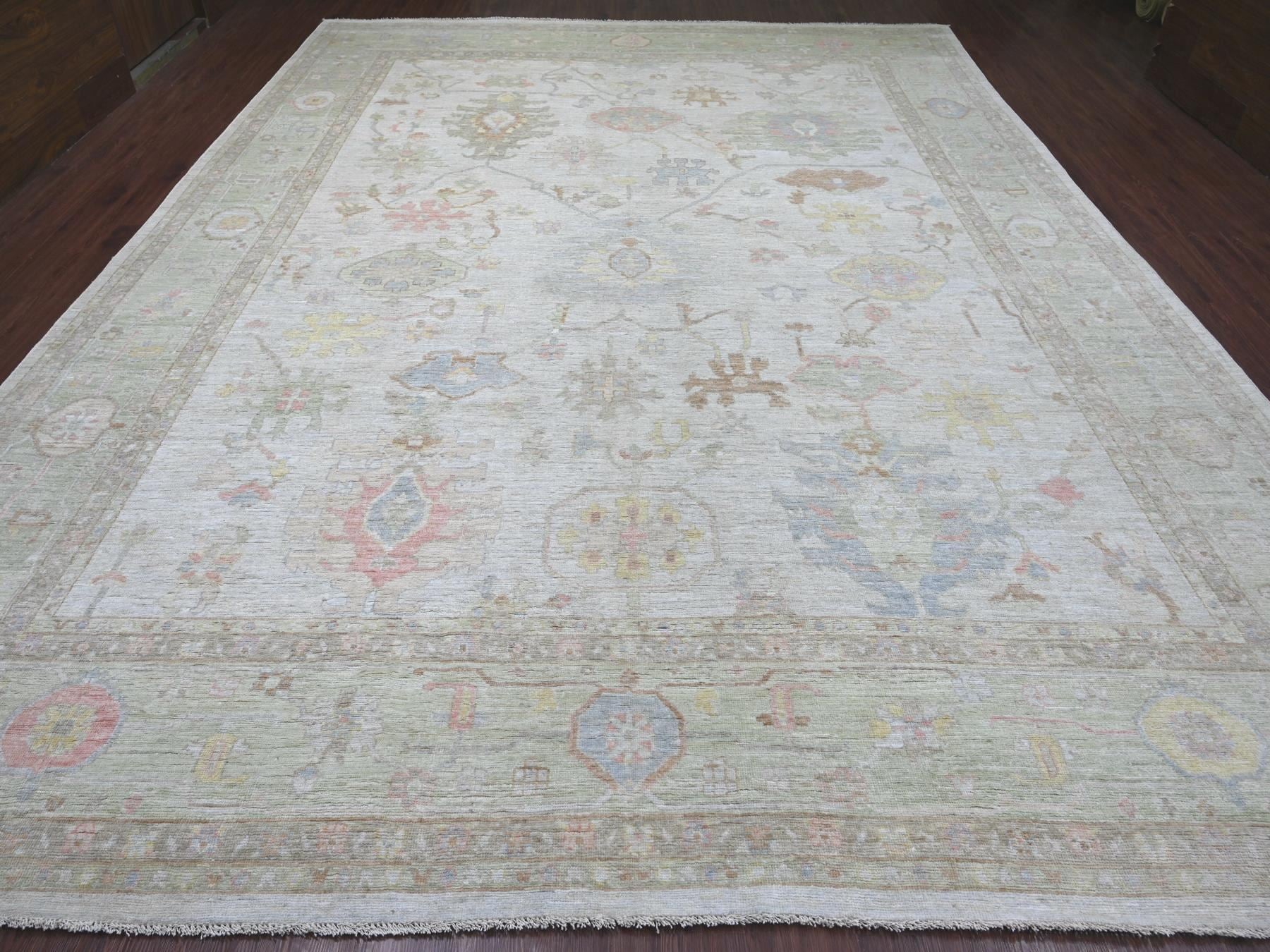 Oushak Oushak hand-knotted wool rug in Gray & Green, 11'8" x 14'11" — SKU O022235 (view 2)