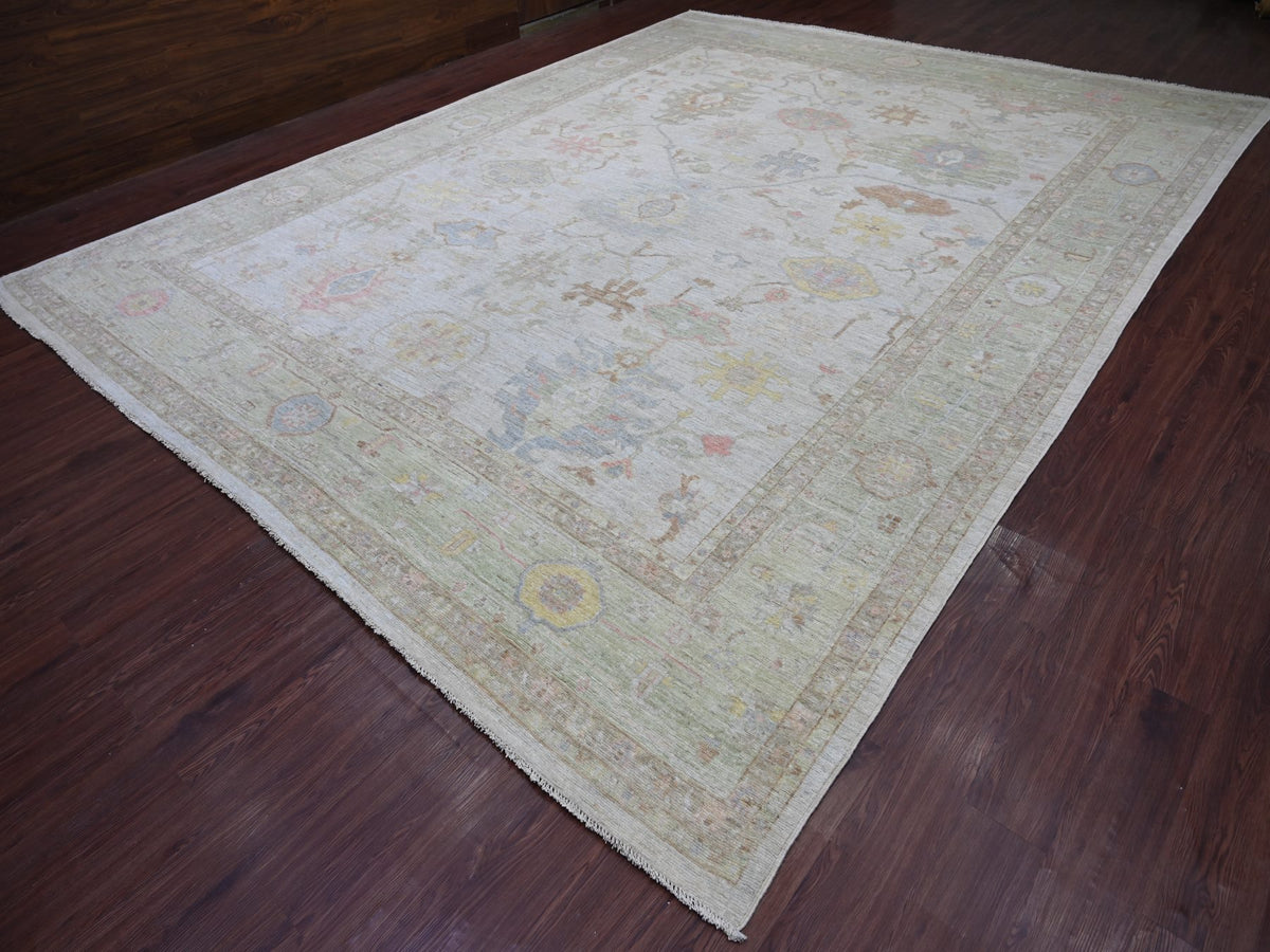 Oushak Oushak hand-knotted wool rug in Gray & Green, 11'8" x 14'11" — SKU O022235 (view 3)