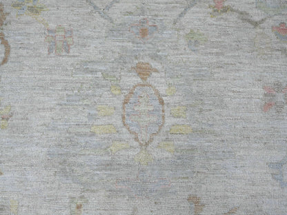 Grey 11'8" x 14'11" Oushak And Peshawar Hand knotted Wool Rug - Sku: O022235