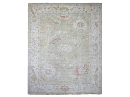 Green 11'9" x 14'4" Oushak And Peshawar Hand knotted Wool Rug - Sku: O022237