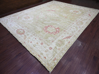Green 11'9" x 14'4" Oushak And Peshawar Hand knotted Wool Rug - Sku: O022237