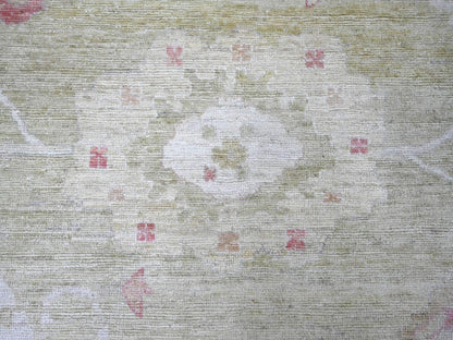 Green 11'9" x 14'4" Oushak And Peshawar Hand knotted Wool Rug - Sku: O022237