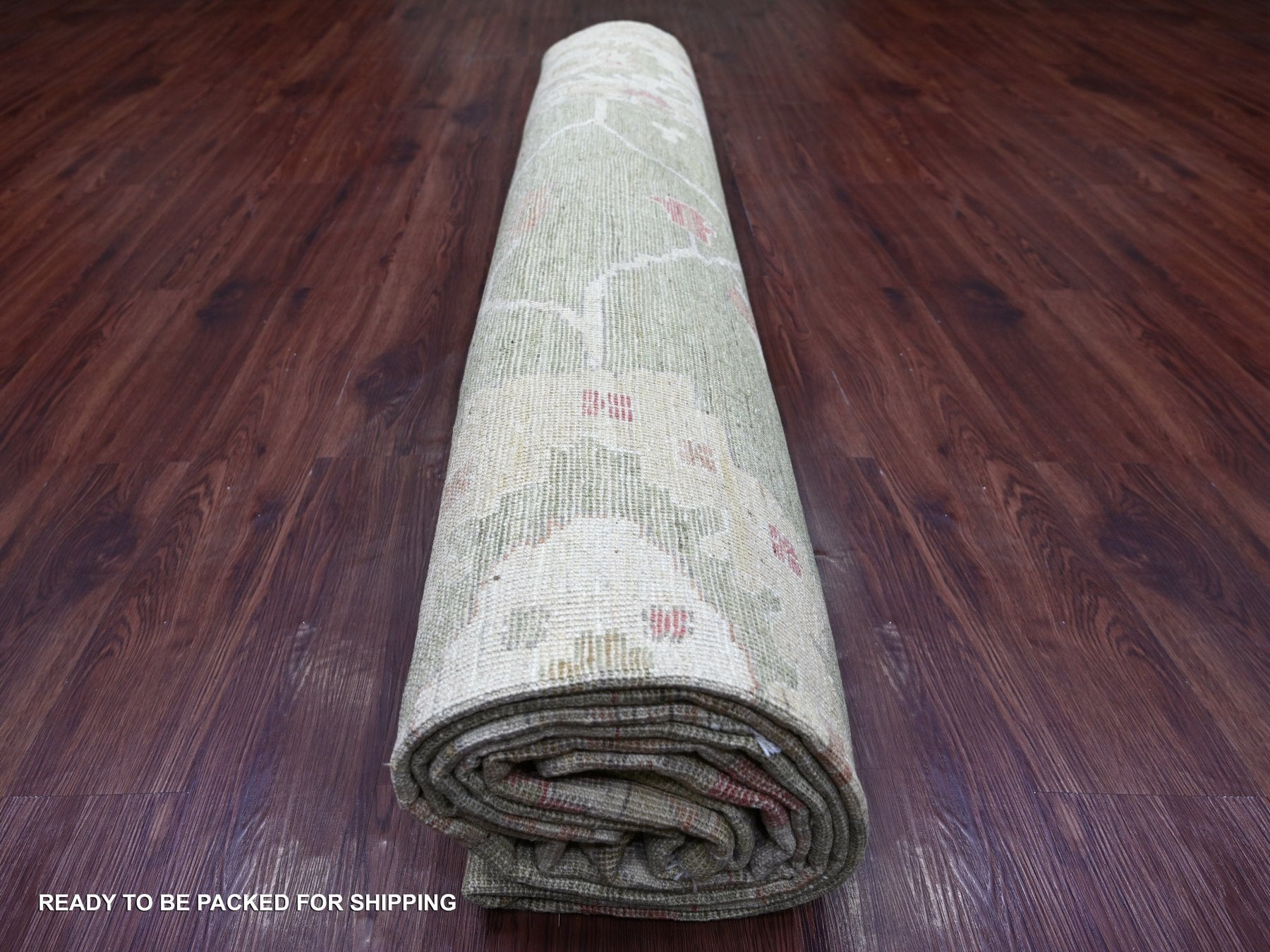 Oushak Oushak hand-knotted wool rug in Green & Gray, 11'9" x 14'4" — SKU O022237 (view 9)