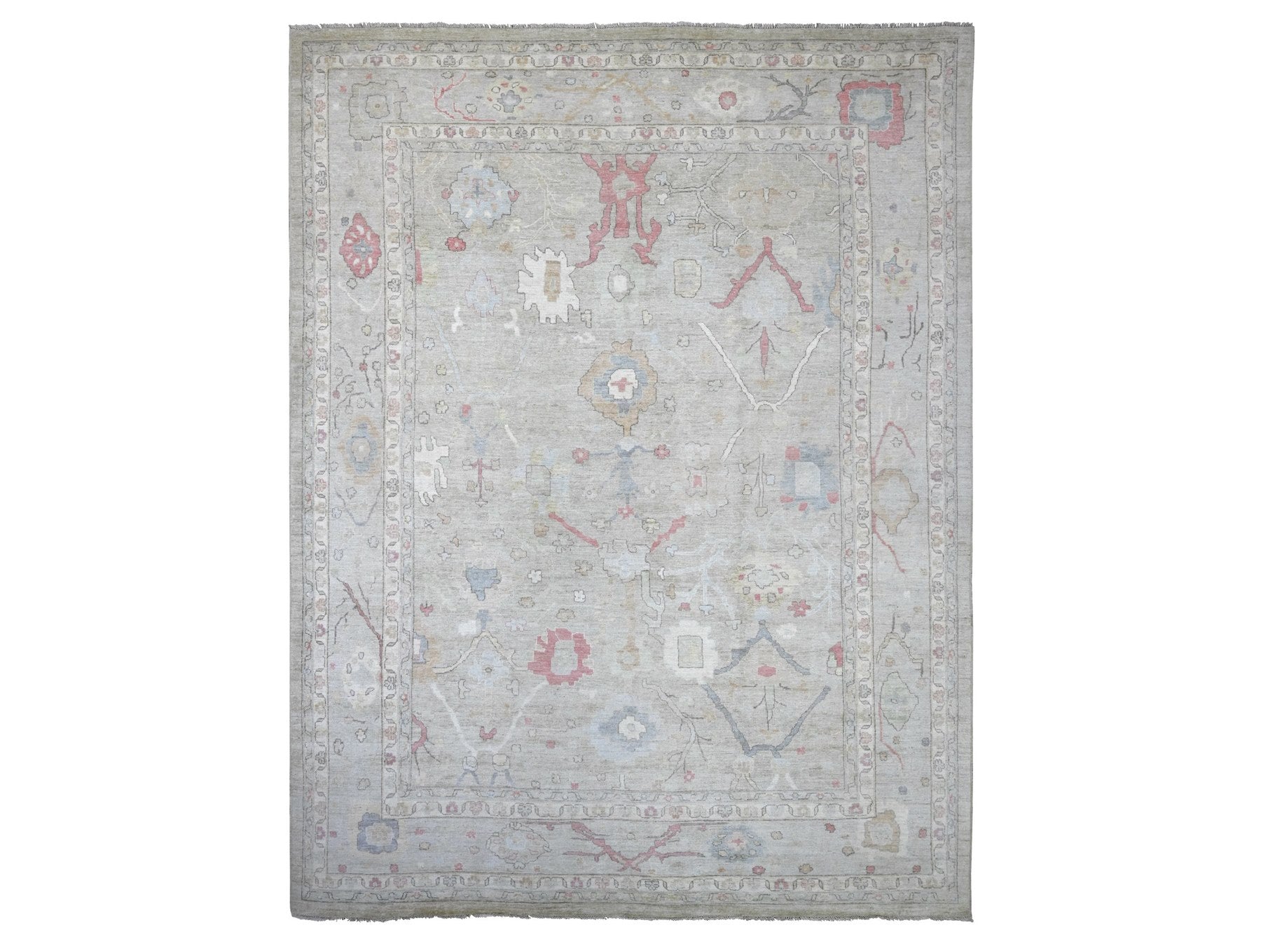 Green 11'11" x 15'8" Oushak And Peshawar Hand knotted Wool Rug - Sku: O022238