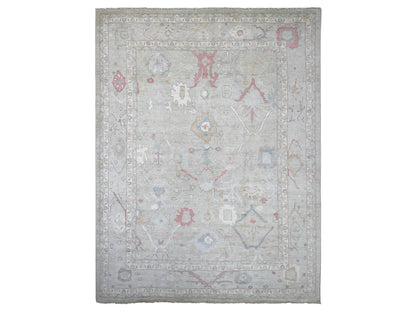 Green 11'11" x 15'8" Oushak And Peshawar Hand knotted Wool Rug - Sku: O022238