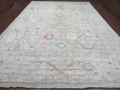 Green 11'11" x 15'8" Oushak And Peshawar Hand knotted Wool Rug - Sku: O022238