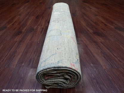 Green 11'11" x 15'8" Oushak And Peshawar Hand knotted Wool Rug - Sku: O022238