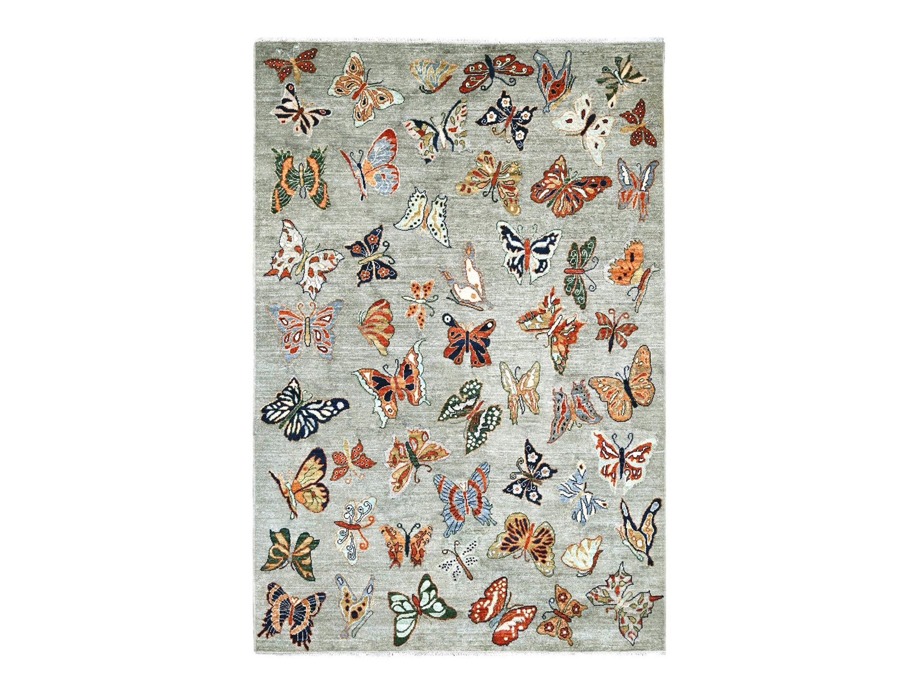 Peshawar Modern / Contemporary hand-knotted wool rug in Gray, 5'10" x 8'8" — SKU O022244