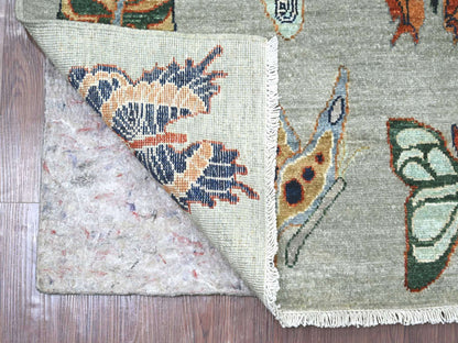 Peshawar Modern / Contemporary hand-knotted wool rug in Gray, 5'10" x 8'8" — SKU O022244 (view 2)