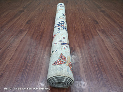 Peshawar Modern / Contemporary hand-knotted wool rug in Gray, 5'10" x 8'8" — SKU O022244 (view 4)