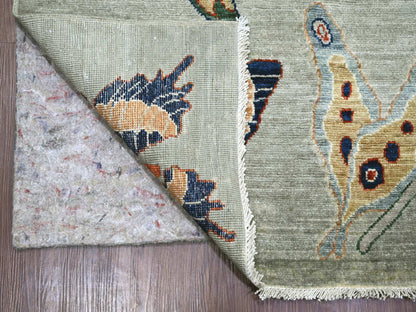 Peshawar Modern / Contemporary hand-knotted wool rug in Gray, 8'11" x 11'9" — SKU O022246 (view 4)