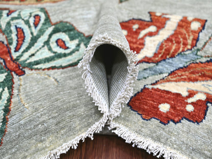 Peshawar Modern / Contemporary hand-knotted wool rug in Gray, 8'11" x 11'9" — SKU O022246 (view 5)