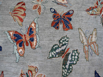 Peshawar Modern / Contemporary hand-knotted wool rug in Gray, 8'11" x 11'9" — SKU O022246 (view 8)
