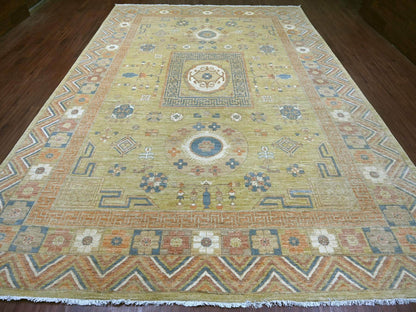 Green 9'9" x 13'9" Oushak And Peshawar Hand knotted Wool Rug - Sku: O022247
