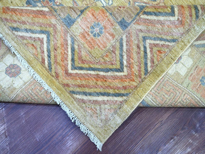 Green 9'9" x 13'9" Oushak And Peshawar Hand knotted Wool Rug - Sku: O022247