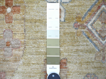 Green 9'9" x 13'9" Oushak And Peshawar Hand knotted Wool Rug - Sku: O022247