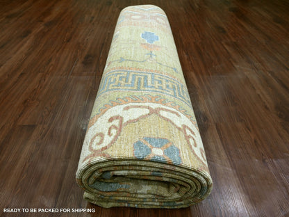 Green 9'9" x 13'9" Oushak And Peshawar Hand knotted Wool Rug - Sku: O022247