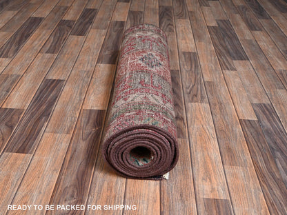 Vintage hand-knotted wool runner in Red, 2'7" x 12'5" — SKU O02224 (view 5)