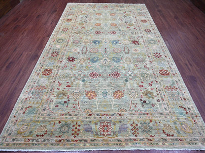 Green 7'3" x 11'8" Oushak And Peshawar Hand knotted Wool Rug - Sku: O022250