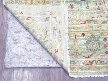 Green 7'3" x 11'8" Oushak And Peshawar Hand knotted Wool Rug - Sku: O022250