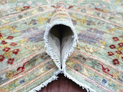 Green 7'3" x 11'8" Oushak And Peshawar Hand knotted Wool Rug - Sku: O022250