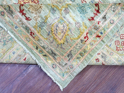 Green 7'3" x 11'8" Oushak And Peshawar Hand knotted Wool Rug - Sku: O022250