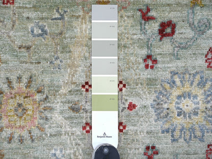 Green 7'3" x 11'8" Oushak And Peshawar Hand knotted Wool Rug - Sku: O022250