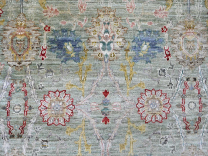 Green 7'3" x 11'8" Oushak And Peshawar Hand knotted Wool Rug - Sku: O022250
