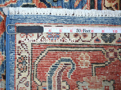 Blue 5'10" x 9'1" Tribal & Geometric Hand knotted Wool Rug - Sku: O022251