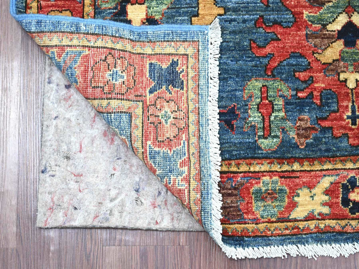 Heriz Tribal hand-knotted wool runner in Blue, 4' x 10', SKU O022252 (view 2)