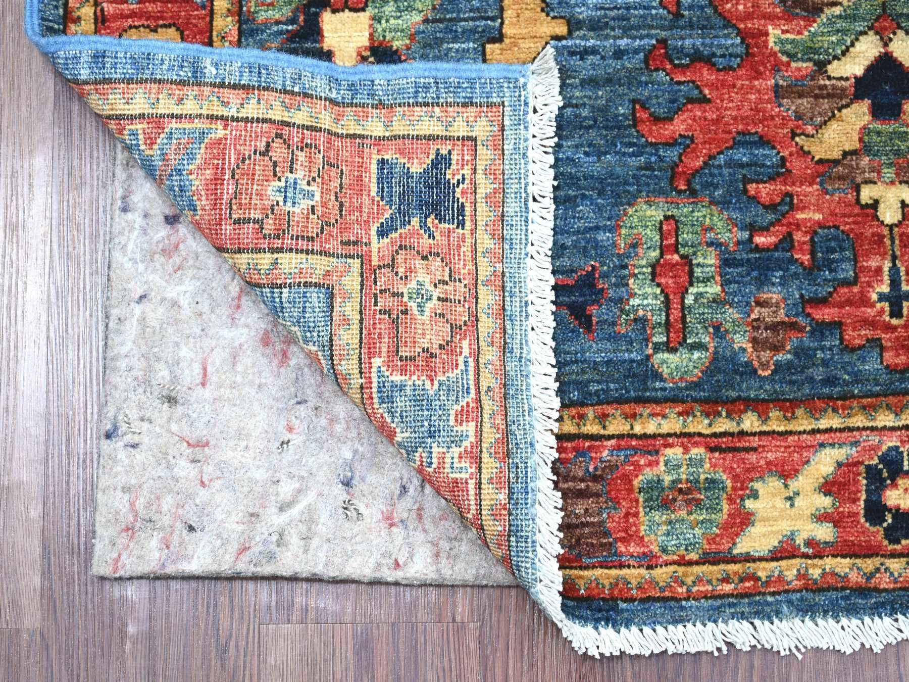 Heriz Tribal hand-knotted wool runner in Blue, 4' x 10', SKU O022252 (view 2)