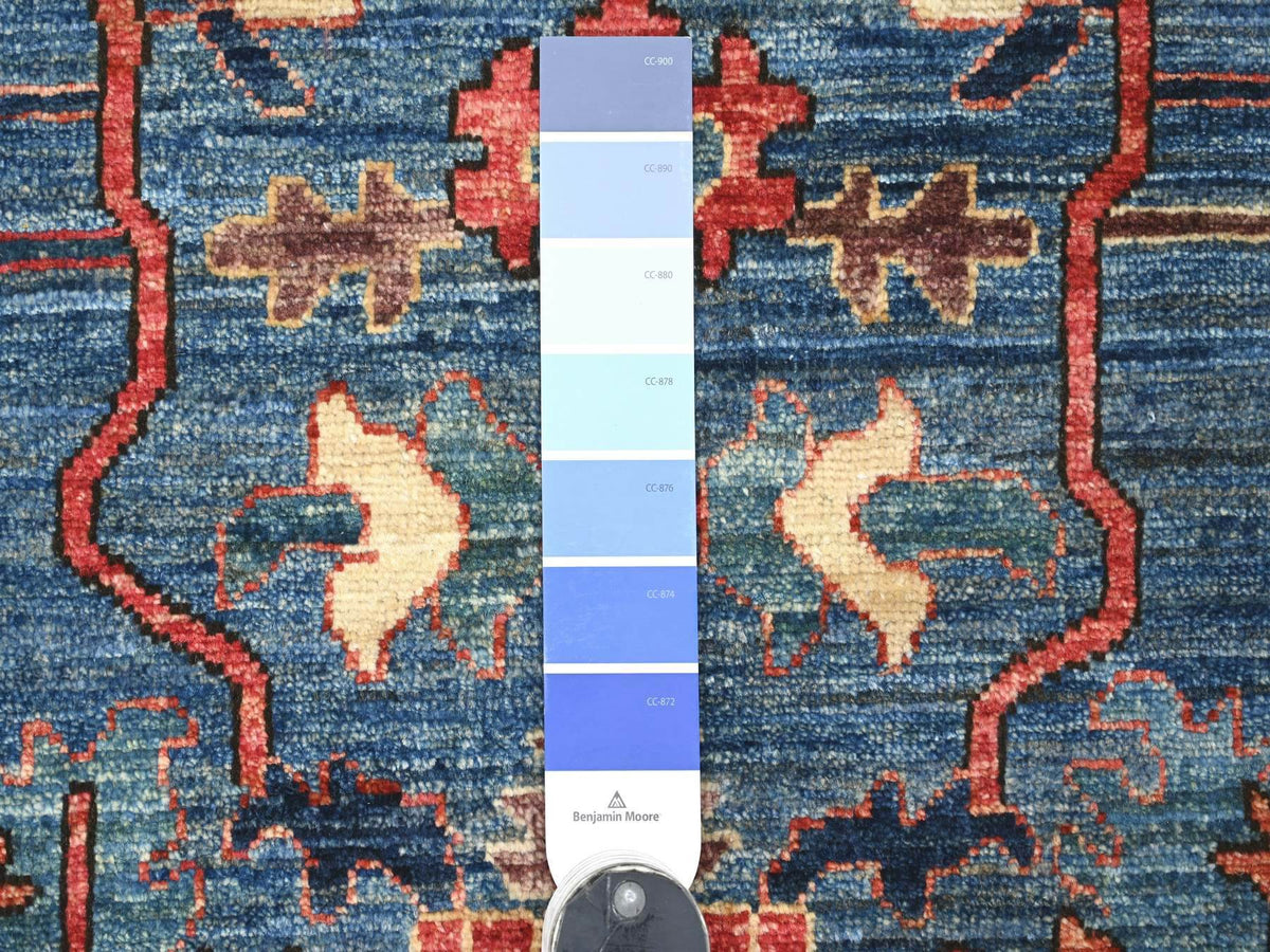 Heriz Tribal hand-knotted wool runner in Blue, 4' x 10', SKU O022252 (view 3)