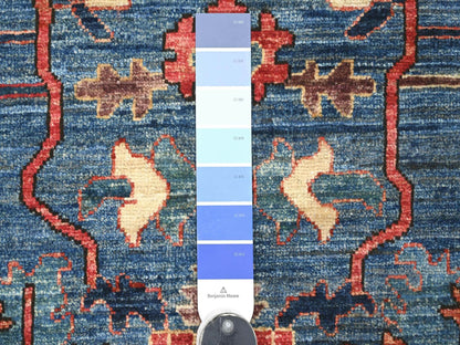 Heriz Tribal hand-knotted wool runner in Blue, 4' x 10', SKU O022252 (view 3)