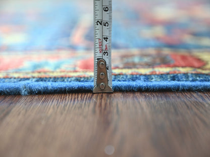 Heriz Tribal hand-knotted wool runner in Blue, 4' x 10', SKU O022252 (view 5)