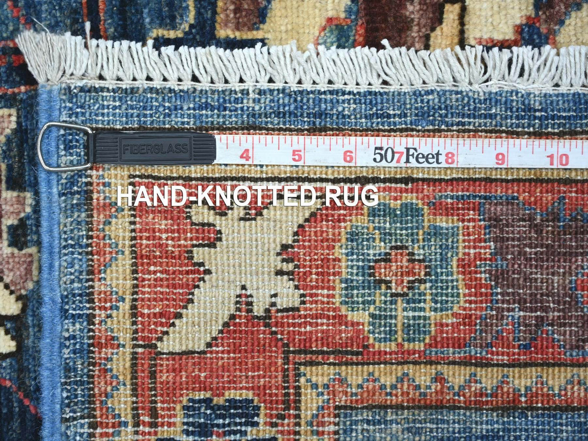 Heriz Tribal hand-knotted wool runner in Blue, 4' x 10', SKU O022252 (view 6)
