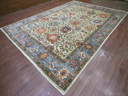 Tribal & Geometric hand-knotted wool rug in Gray & Blue, 9'9" x 13'8" — SKU O022253 (view 3)