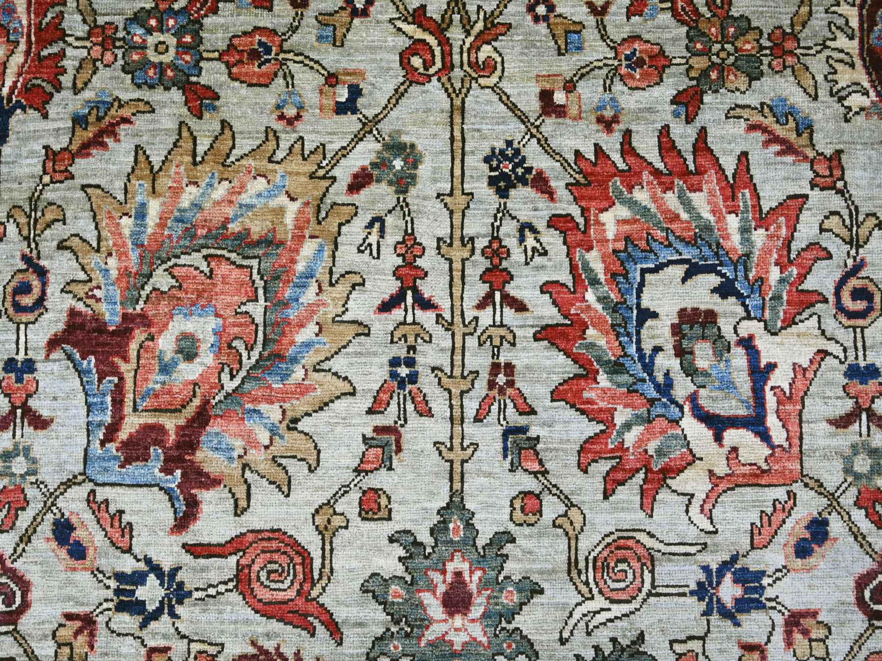 Tribal & Geometric hand-knotted wool rug in Gray & Blue, 9'9" x 13'8" — SKU O022253 (view 8)