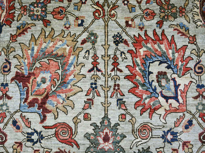 Tribal & Geometric hand-knotted wool rug in Gray & Blue, 9'9" x 13'8" — SKU O022253 (view 8)